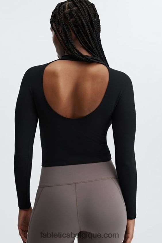 ruby sculptknit dos ouvert à manches longues femmes Fabletics 404P0T2669 noir