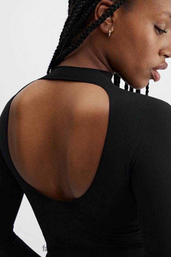 ruby sculptknit dos ouvert à manches longues femmes Fabletics 404P0T2669 noir