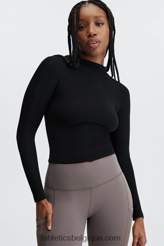 ruby sculptknit dos ouvert à manches longues femmes Fabletics 404P0T2669 noir