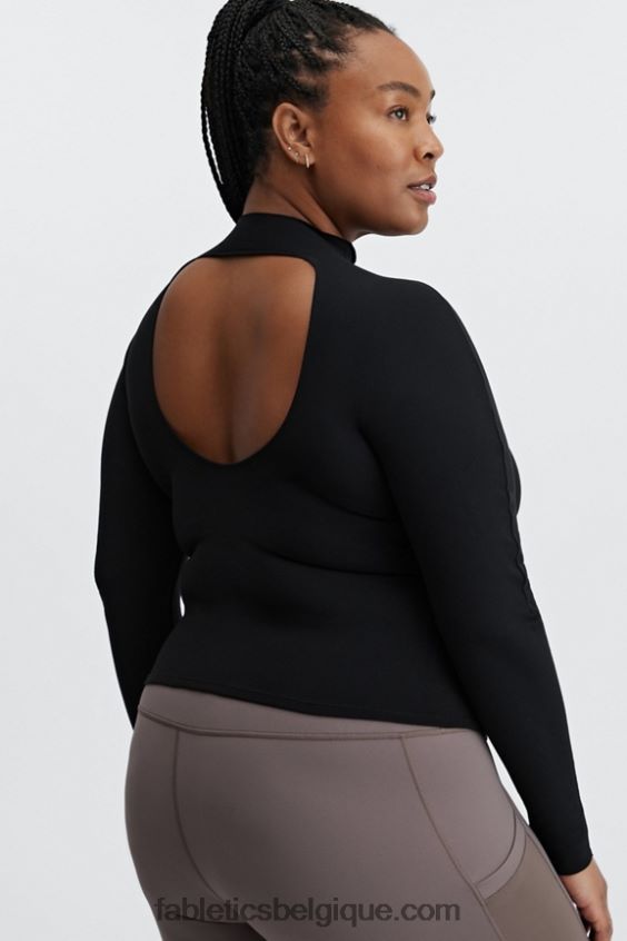 ruby sculptknit dos ouvert à manches longues femmes Fabletics 404P0T2670 noir
