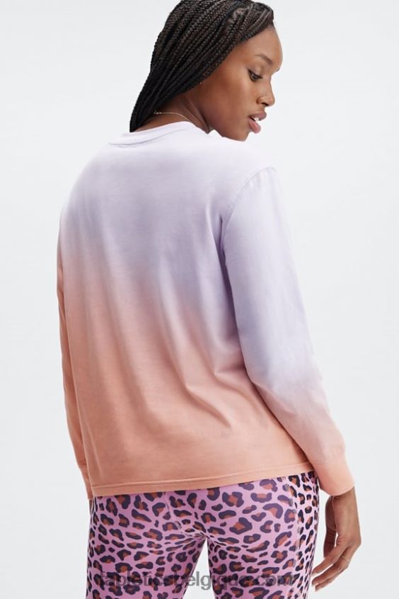 t-shirt boyfriend à manches longues femmes Fabletics 404P0T2605 iris flou/teinture rose