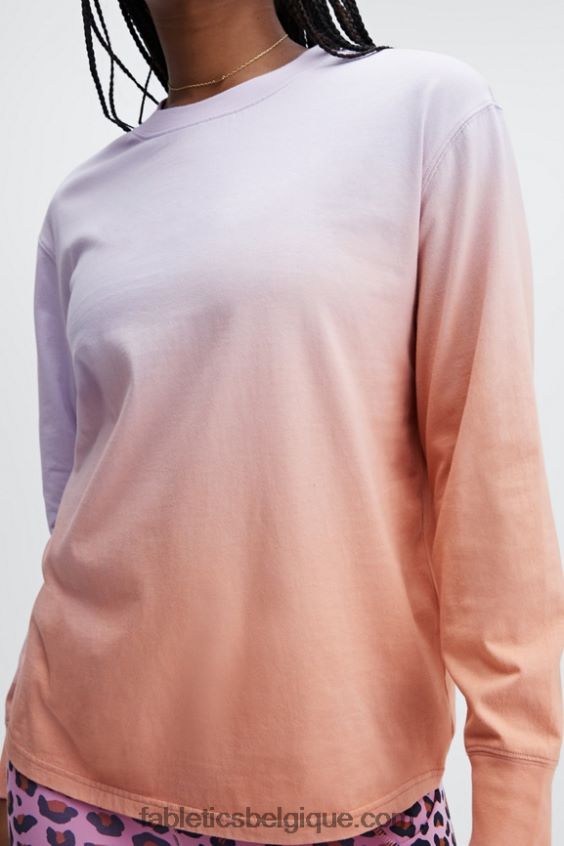 t-shirt boyfriend à manches longues femmes Fabletics 404P0T2605 iris flou/teinture rose