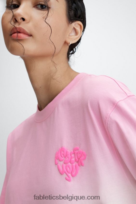 t-shirt boyfriend à manches longues femmes Fabletics 404P0T2606 ma chérie rose/blanc