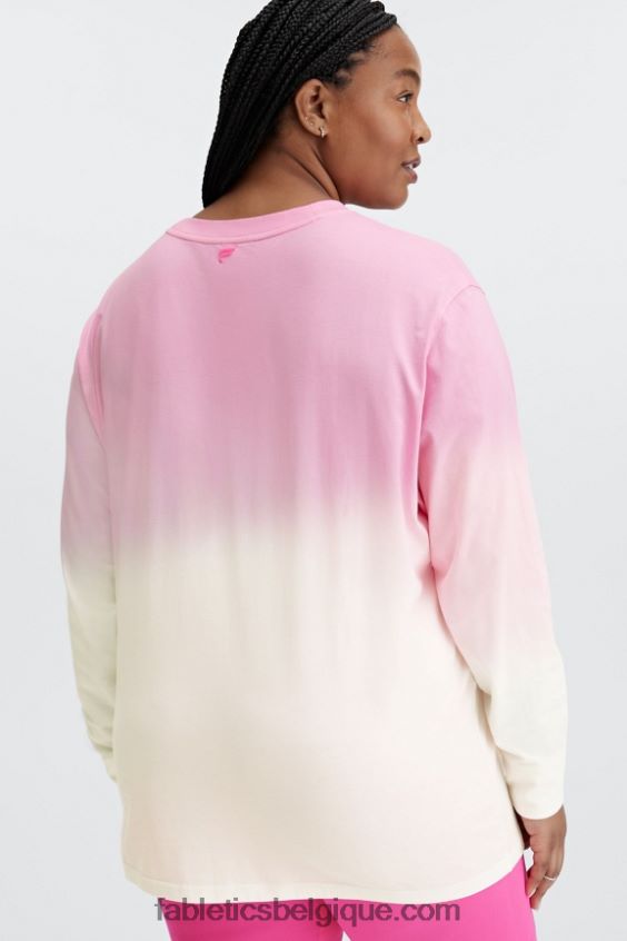 t-shirt boyfriend à manches longues femmes Fabletics 404P0T2607 ma chérie rose/blanc