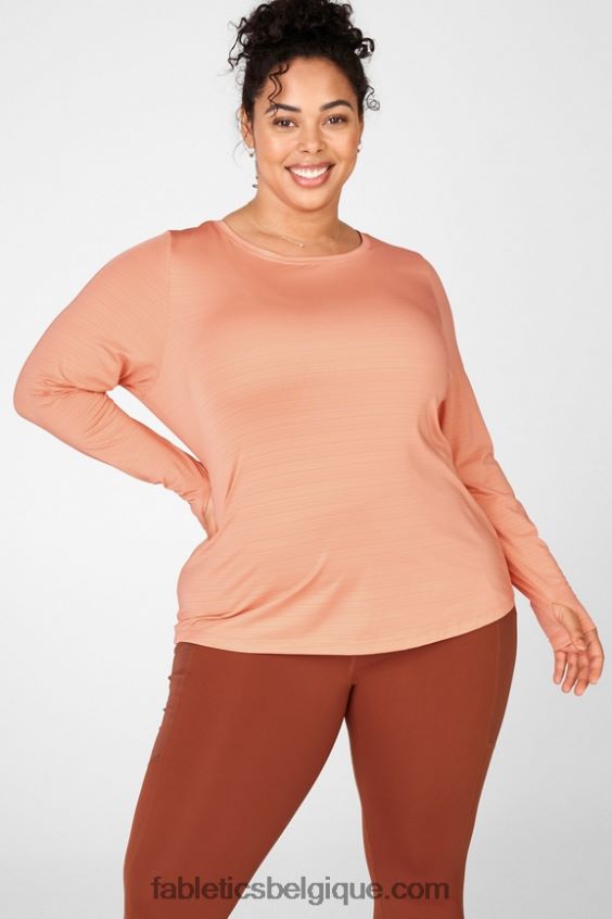 t-shirt écoresponsable à manches longues femmes Fabletics 404P0T2718 pêche