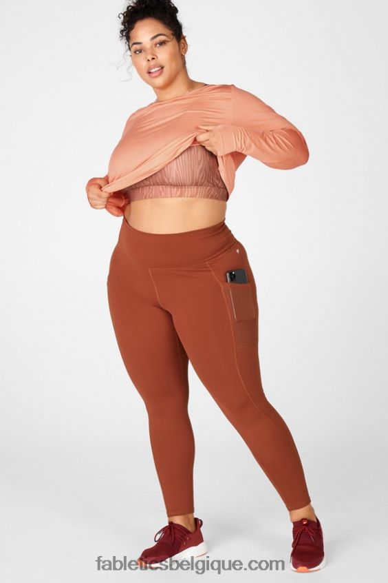 t-shirt écoresponsable à manches longues femmes Fabletics 404P0T2718 pêche