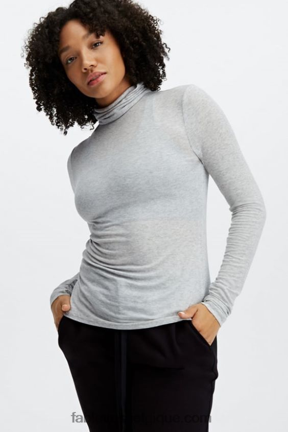 t-shirt jess à manches longues femmes Fabletics 404P0T2732 gris clair chiné