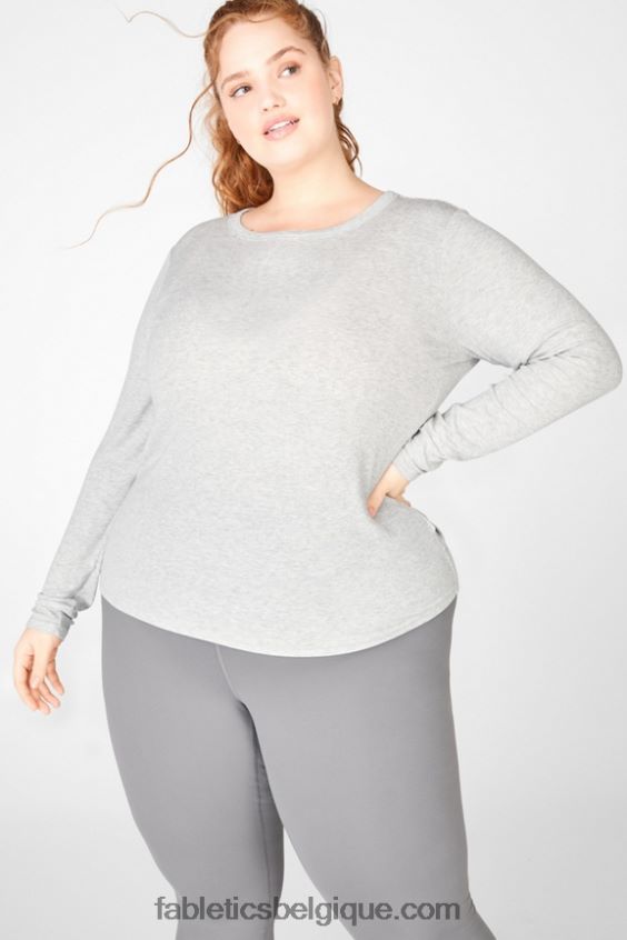 t-shirt jess à manches longues femmes Fabletics 404P0T2733 gris clair chiné