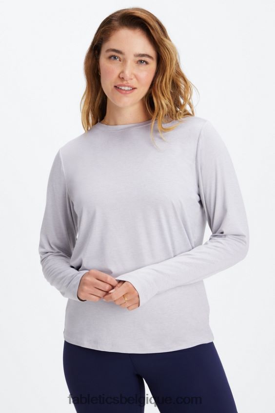 t-shirt à manches longues dry-flex femmes Fabletics 404P0T2600 gris doux chiné
