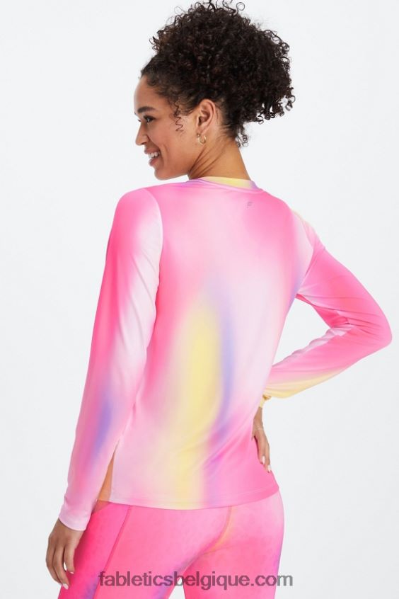 t-shirt à manches longues dry-flex femmes Fabletics 404P0T2602 ombre rose en peluche