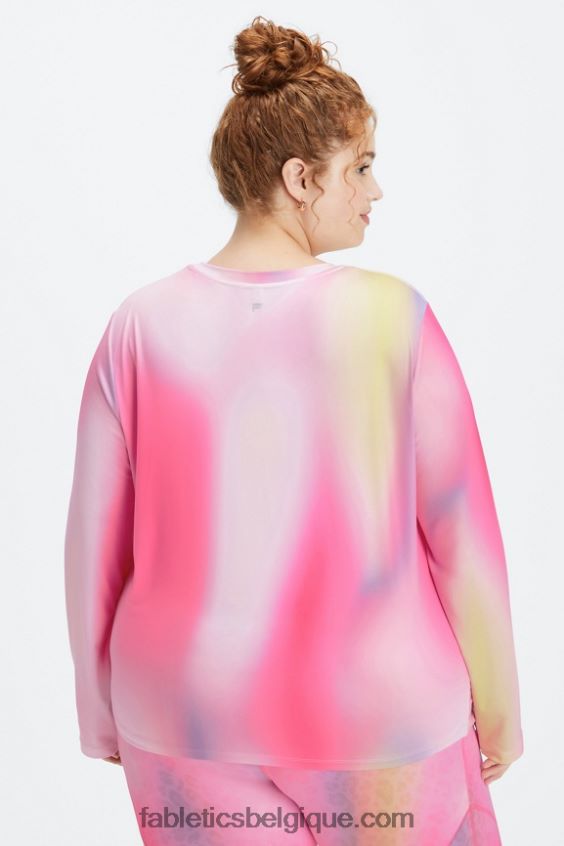 t-shirt à manches longues dry-flex femmes Fabletics 404P0T2603 ombre rose en peluche