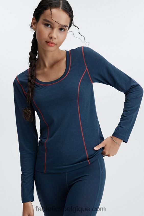 top à manches longues en laine femmes Fabletics 404P0T2631 bleu nova chiné