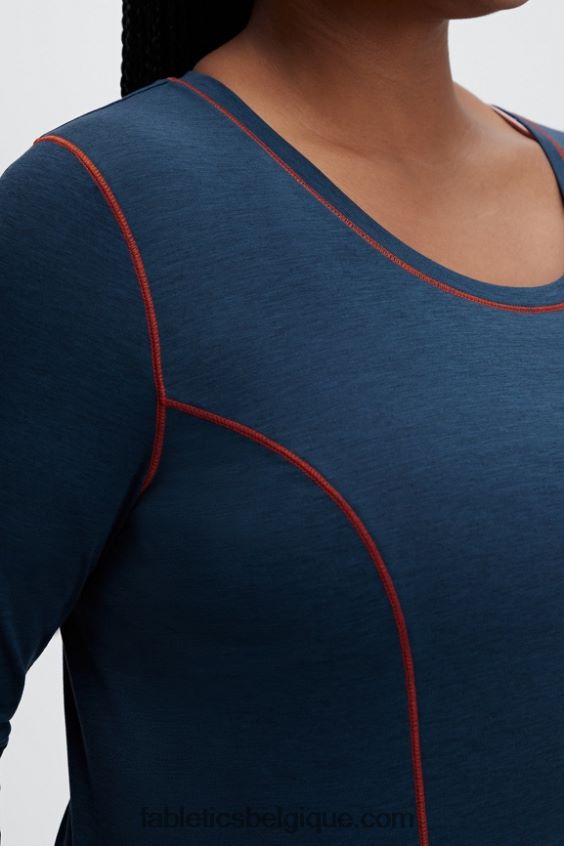 top à manches longues en laine femmes Fabletics 404P0T2632 bleu nova chiné