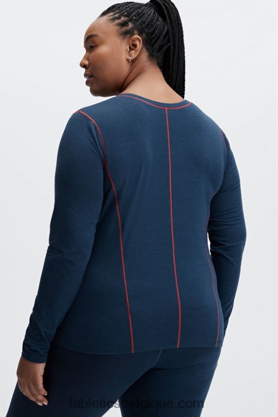 top à manches longues en laine femmes Fabletics 404P0T2632 bleu nova chiné