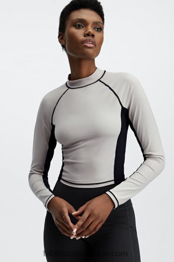 top à manches longues et col montant giana femmes Fabletics 404P0T2679 frêne/noir