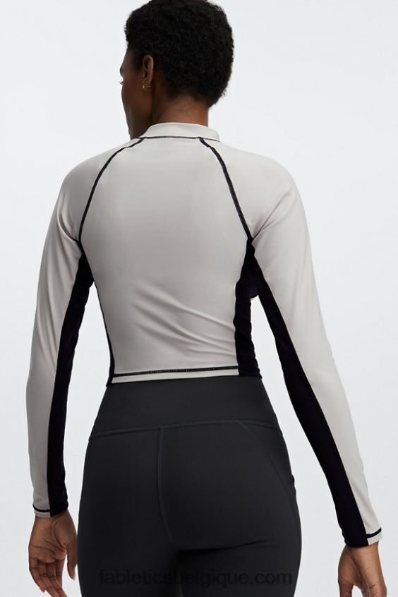 top à manches longues et col montant giana femmes Fabletics 404P0T2679 frêne/noir
