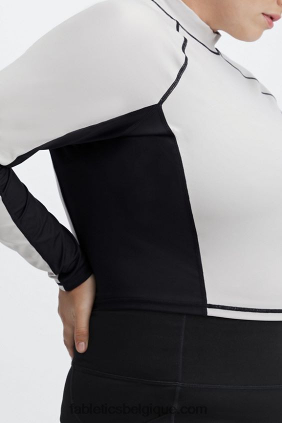 top à manches longues et col montant giana femmes Fabletics 404P0T2680 frêne/noir