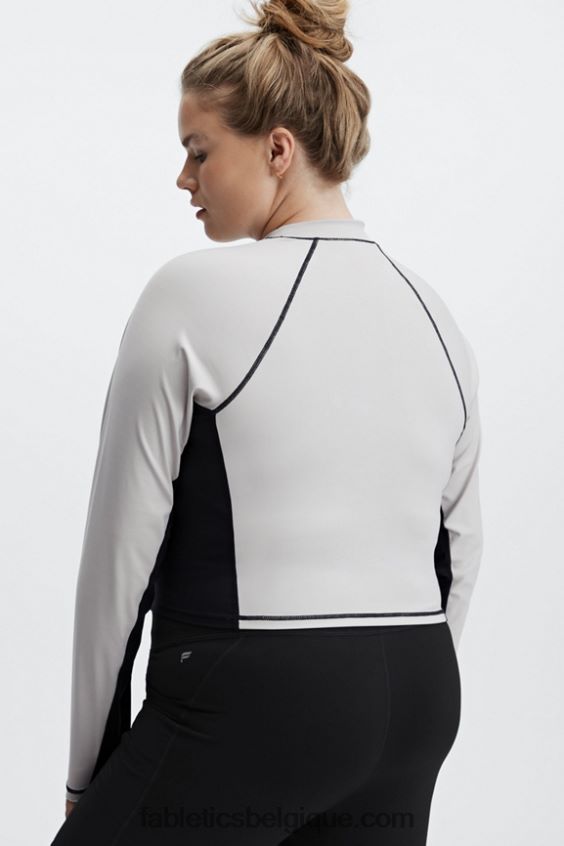 top à manches longues et col montant giana femmes Fabletics 404P0T2680 frêne/noir