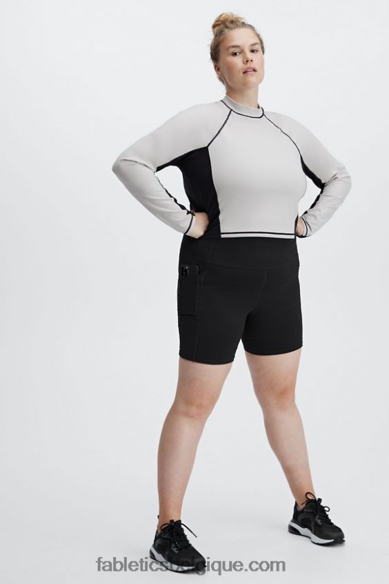 top à manches longues et col montant giana femmes Fabletics 404P0T2680 frêne/noir
