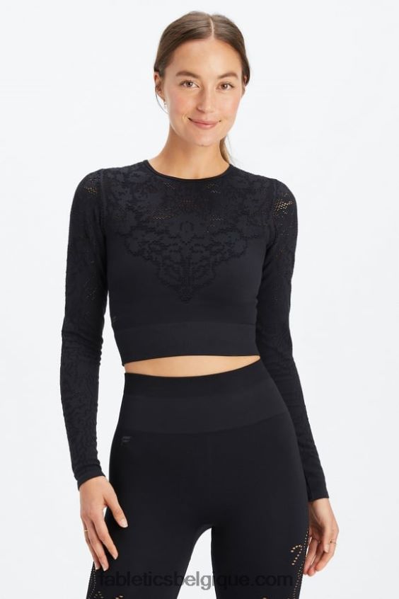 top à manches longues sans couture flora femmes Fabletics 404P0T2621 noir