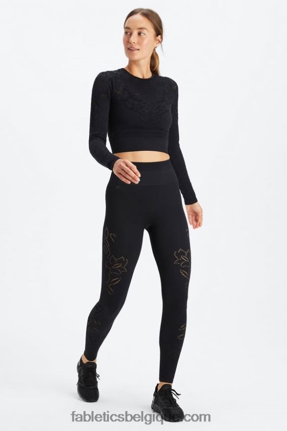 top à manches longues sans couture flora femmes Fabletics 404P0T2621 noir