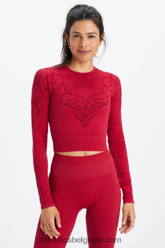 top à manches longues sans couture flora femmes Fabletics 404P0T2622 rouge foncé