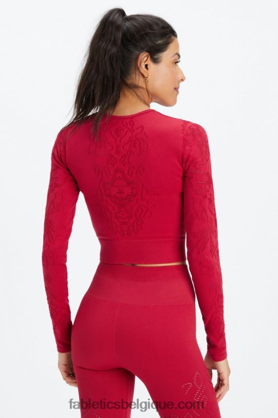 top à manches longues sans couture flora femmes Fabletics 404P0T2622 rouge foncé