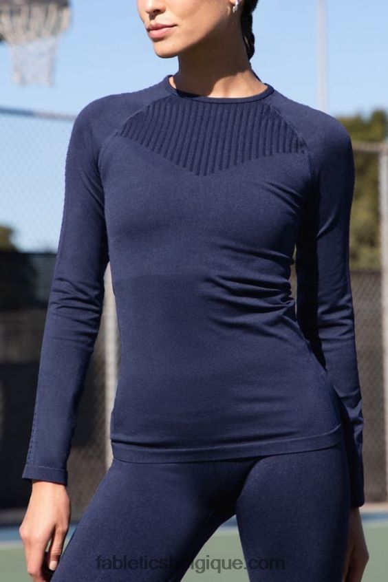 top à manches longues sans couture sync femmes Fabletics 404P0T2595 bleu marine délavé