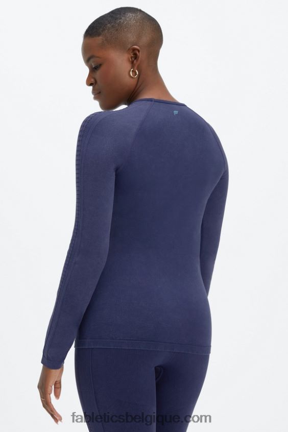 top à manches longues sans couture sync femmes Fabletics 404P0T2595 bleu marine délavé