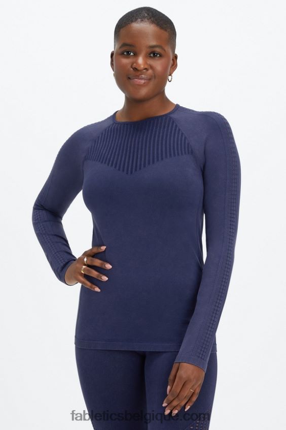 top à manches longues sans couture sync femmes Fabletics 404P0T2595 bleu marine délavé