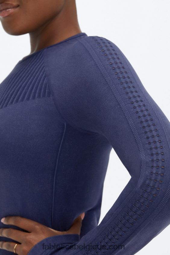 top à manches longues sans couture sync femmes Fabletics 404P0T2595 bleu marine délavé
