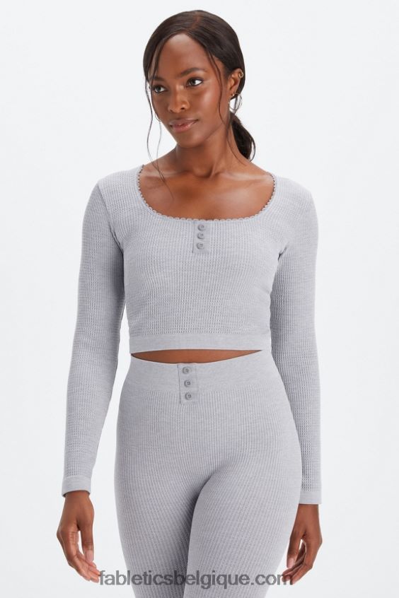 top à torsades femmes Fabletics 404P0T2610 gris chiné classique