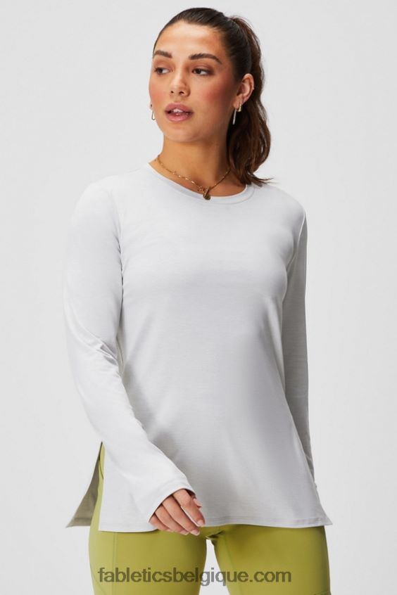 tunique à manches longues dry-flex femmes Fabletics 404P0T2587 gris doux chiné