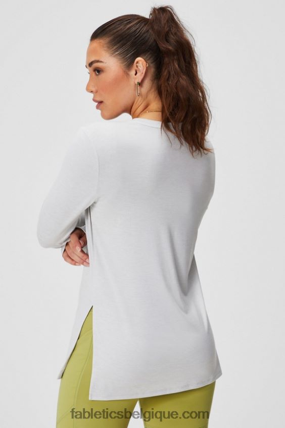 tunique à manches longues dry-flex femmes Fabletics 404P0T2587 gris doux chiné