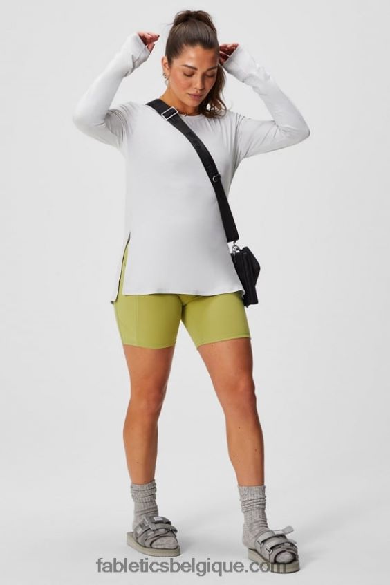 tunique à manches longues dry-flex femmes Fabletics 404P0T2587 gris doux chiné