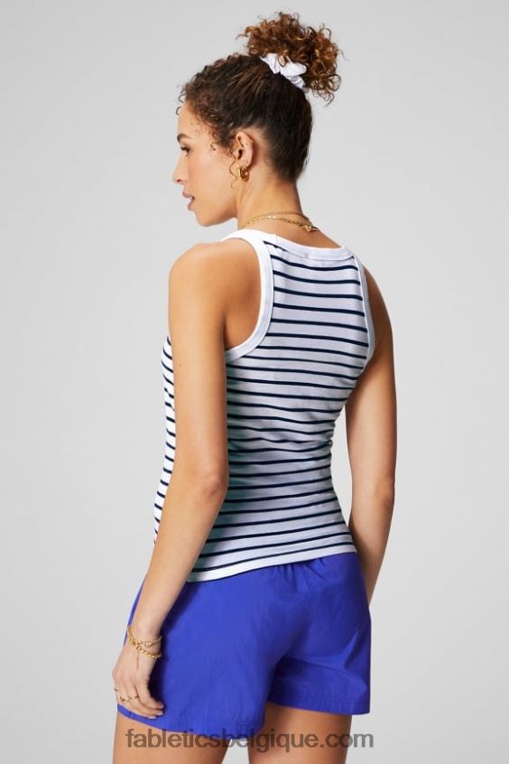 Débardeur 100% coton femmes Fabletics 404P0T2156 rayure française/orange passion