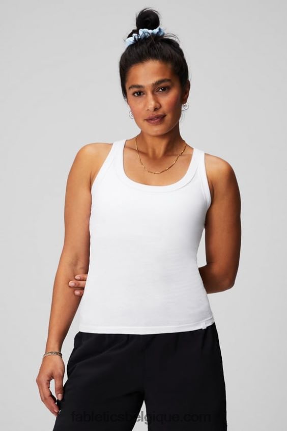 Débardeur 100% coton femmes Fabletics 404P0T2158 blanc classique