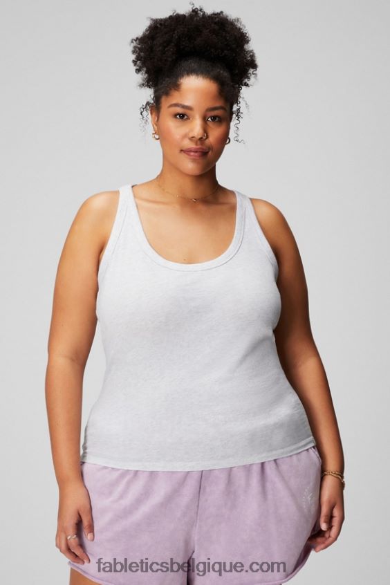 Débardeur 100% coton femmes Fabletics 404P0T2161 gris doux chiné