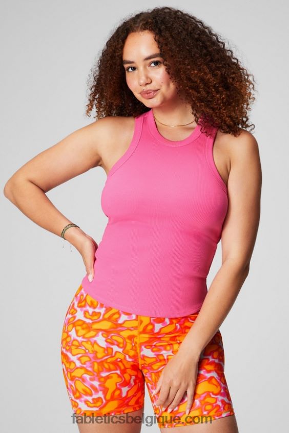 débardeur côtelé à col montant femmes Fabletics 404P0T2143 pense Rose