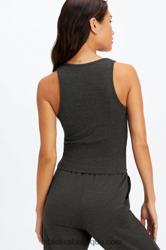 débardeur côtelé restoreknit femmes Fabletics 404P0T2269 bruyère noire