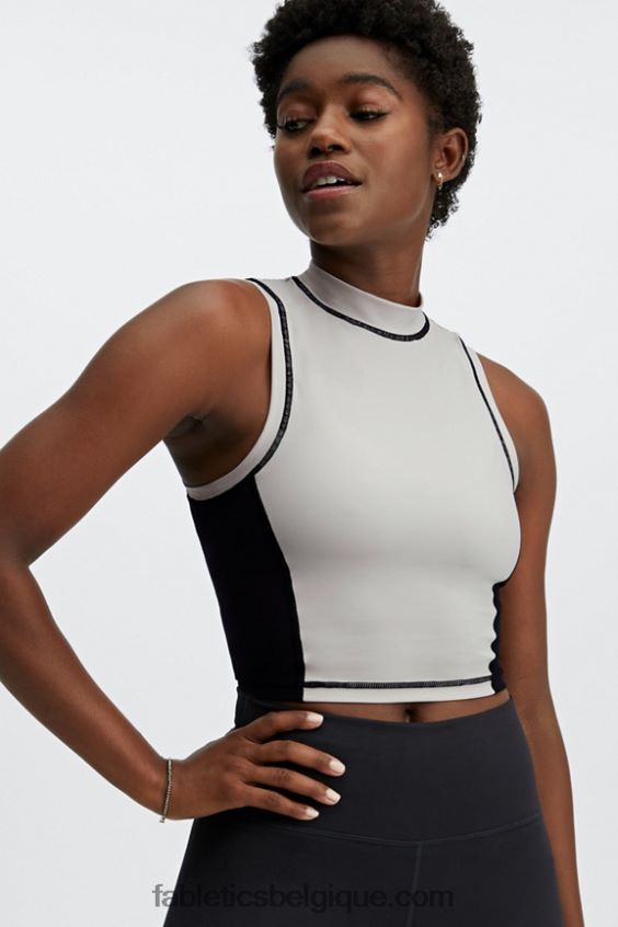 débardeur à col montant giana femmes Fabletics 404P0T2302 frêne/noir