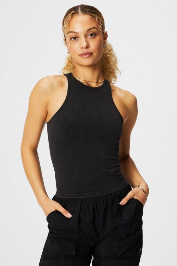 débardeur à col montant sans couture cloud femmes Fabletics 404P0T2153 millésime noir