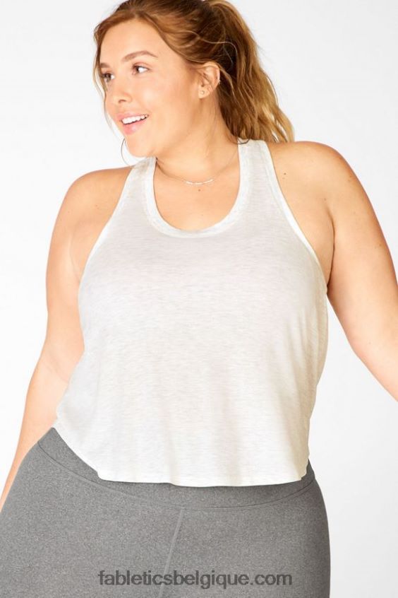 débardeur court loveday femmes Fabletics 404P0T2389 gris clair chiné