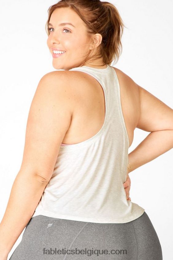 débardeur court loveday femmes Fabletics 404P0T2389 gris clair chiné