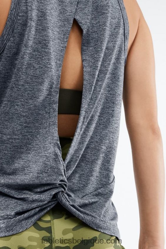 débardeur dos ouvert torsadé dry-flex femmes Fabletics 404P0T2290 gris chiné