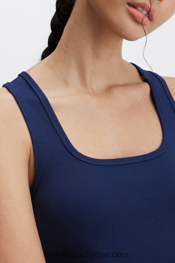 débardeur en coton à vivre femmes Fabletics 404P0T2244 bleu marine profond
