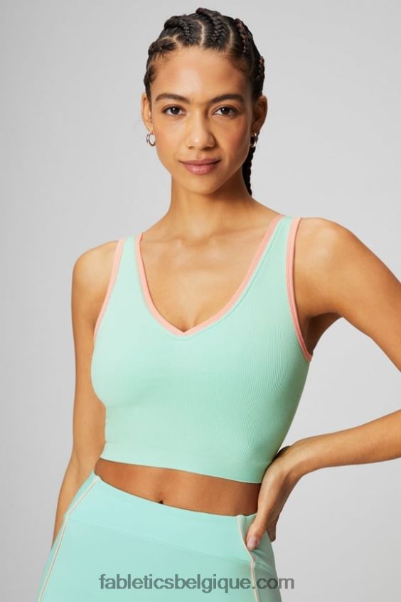 débardeur à encolure en v femmes Fabletics 404P0T2200 misty bay/peach kiss