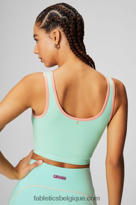débardeur à encolure en v femmes Fabletics 404P0T2200 misty bay/peach kiss