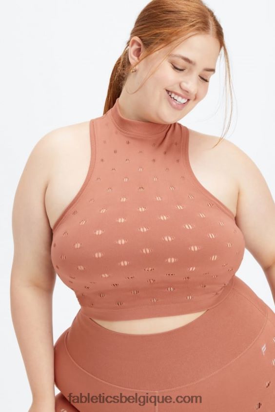 débardeur frances sculptknit à col montant femmes Fabletics 404P0T2267 caramel au beurre