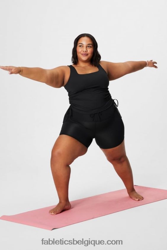 débardeur froncé à soutien-gorge intégré femmes Fabletics 404P0T2150 noir